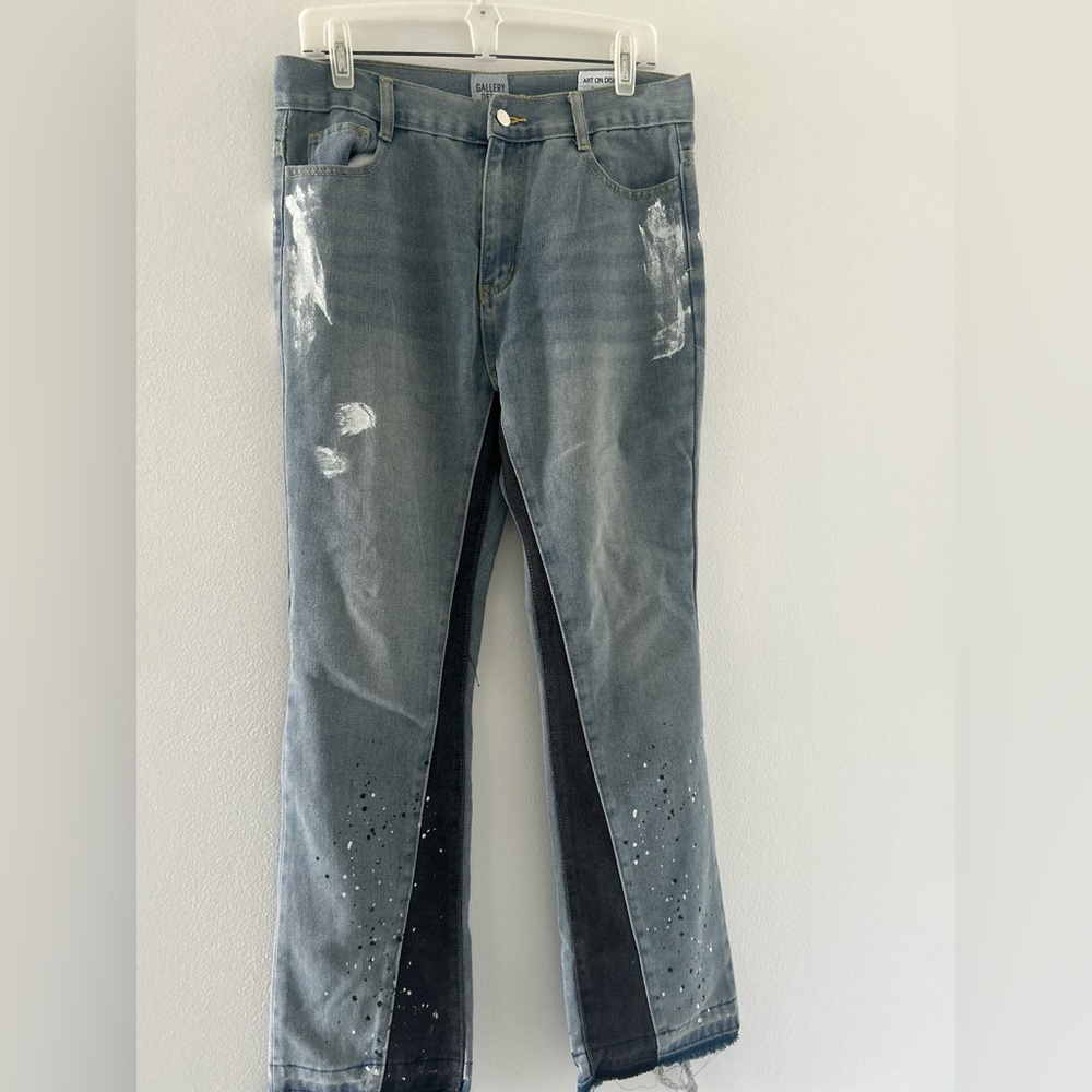 Gallery Dept Style Distressed Blue and Black Lightweight Jeans